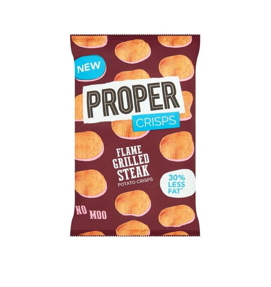 Proper Flame Grilled Steak Crisps 100g (Pack of 8)