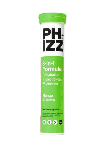 Phizz Mango 3-in-1 Hydration, Electrolytes and Vitamins Effervescent 20 Tablet (Pack of 12)