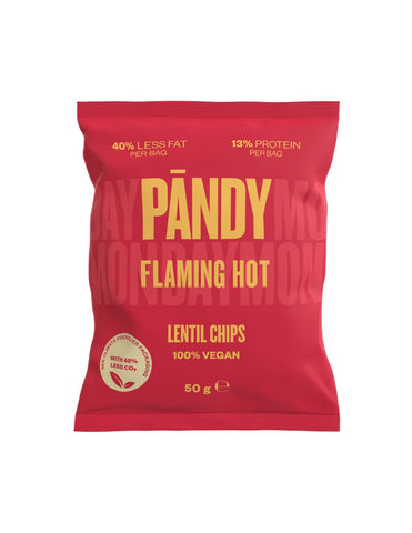 Pandy Lentil Chips Flaming Hot High Protein Vegan 50g (Pack of 32)