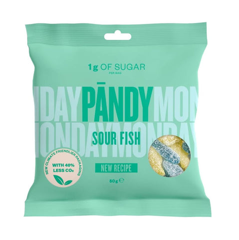 Pandy Candy Sour Fish - HFSS Compliant Jelly Sweets 50g (Pack of 14)