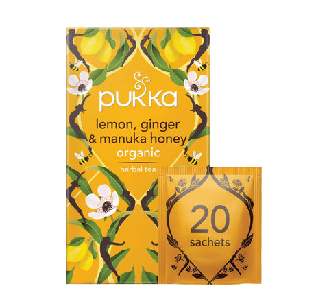 Pukka Herbs Organic Lemon Ginger & Manuka Honey Herbal Tea x 20 Sachets (Pack of 4)
