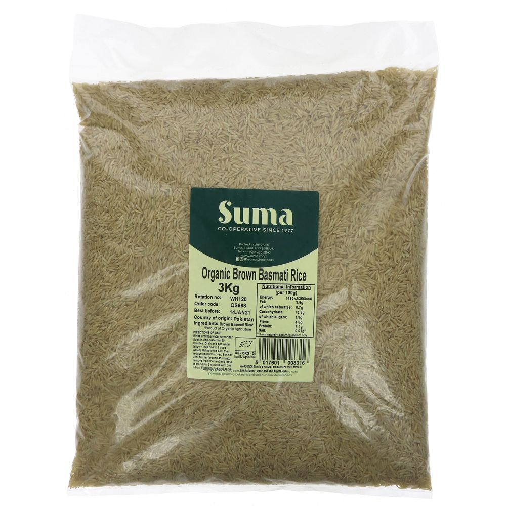 Suma Bagged Down Organic Brown Basmati 3kg