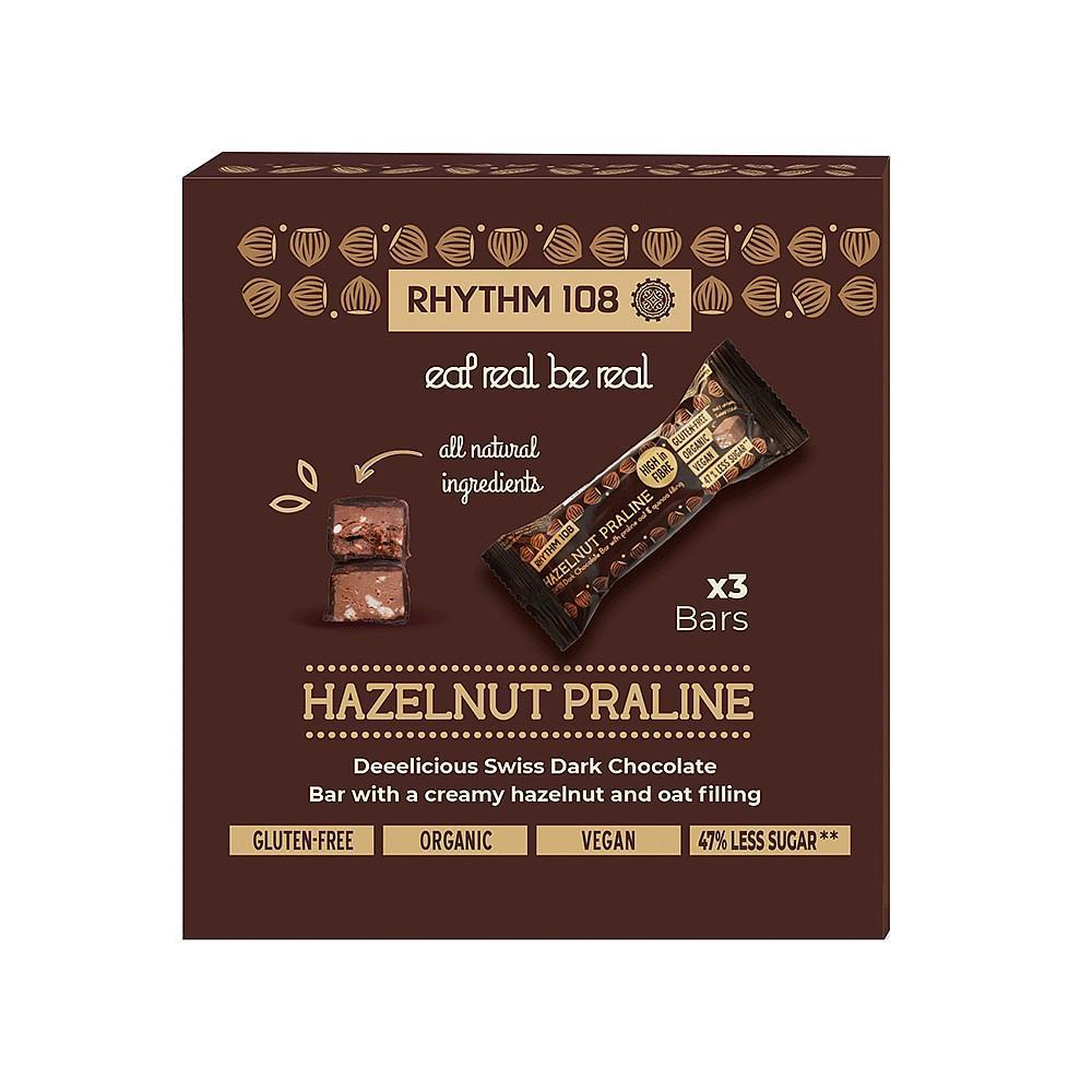 RHYTHM108 Hazelnut Praline Chocolate Bar - Multi Pack 3 x 33g