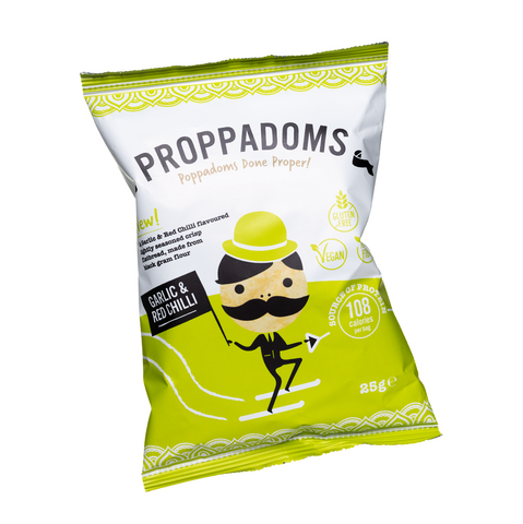 Proppadoms Garlic and Red Chilli 25g (Pack of 12)