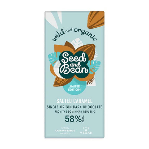 Seed & Bean Organic Dark 58% Salted Caramel 75g (Pack of 10)