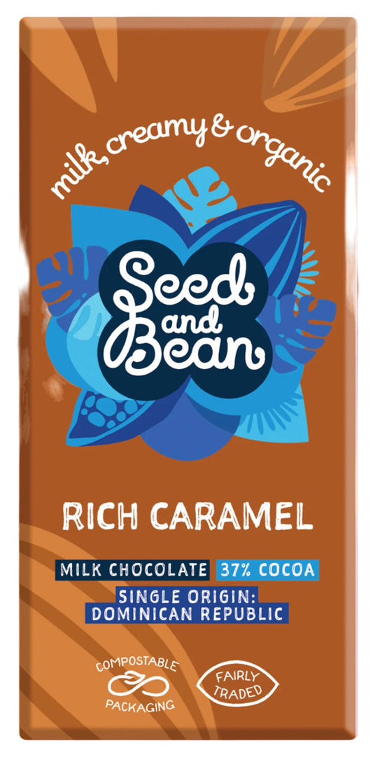 Seed and Bean Organic Rich Milk Caramel Bar 75g (Pack of 10)