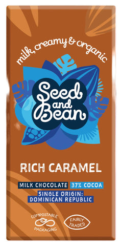 Seed and Bean Organic Rich Milk Caramel Bar 75g (Pack of 10)
