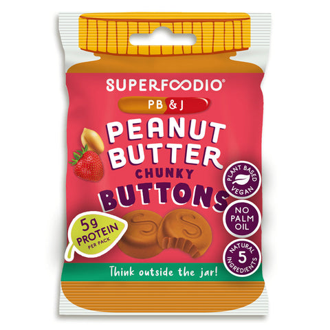 Superfoodio Peanut Butter Buttons - PB&Jam 20g (Pack of 15)
