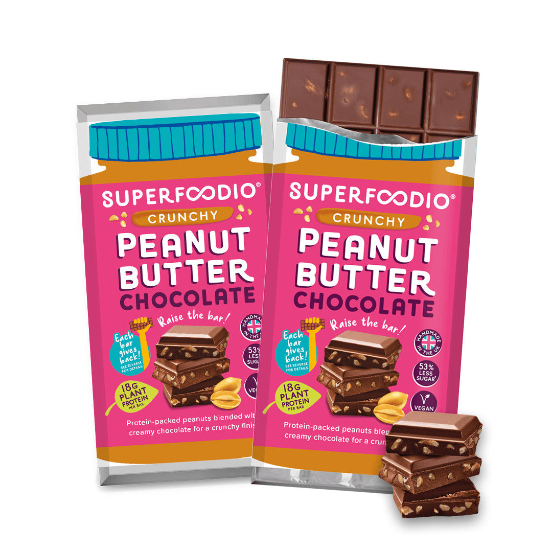 Superfoodio Peanut Butter Chocolate - Crunchy 90g (Pack of 20)