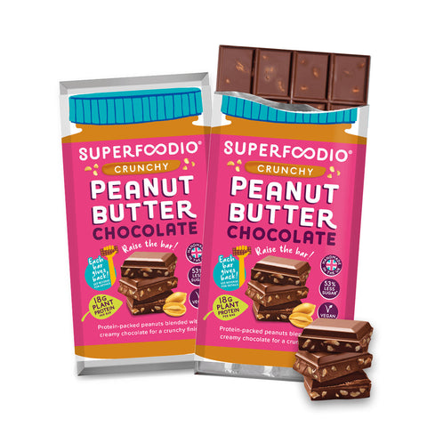 Superfoodio Peanut Butter Chocolate - Crunchy 90g (Pack of 20)