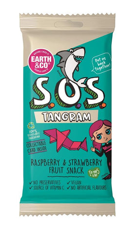 SOS Fruit Snacks Raspberry & Strawberry Dried Fruit Tangram 20g (Pack of 20)