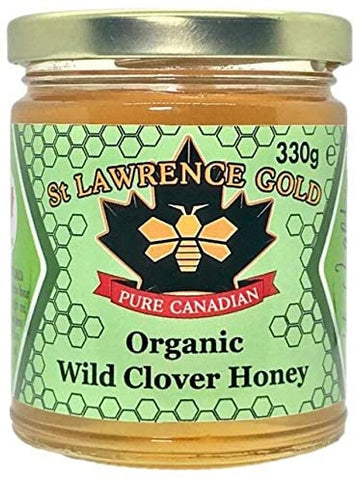 St Lawrence Gold  Pure Organic Wild Clover Honey 330g