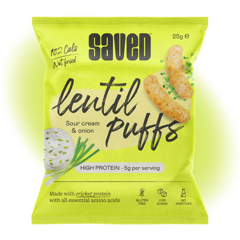 Saved Puffs Sour Cream & Onion Lentil Puffs 25g (Pack of 18)
