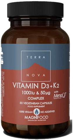 Terranova Vitamin D3 1,000iu with Vitamin K2 50ug Complex 50 Capsules