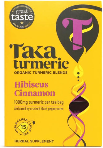 Taka Turmeric Organic Hibiscus Cinnamon 15 Tea Bags (Pack of 4)