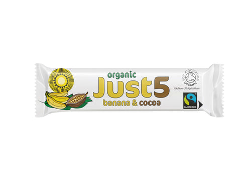 Tropical Wholefoods Just 5 Fairtrade Organic Banana & Cocoa 40g (Pack of 18)