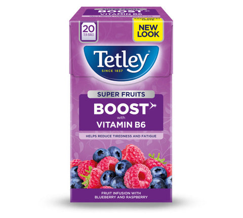 Tetley Boost Blueberry & Raspberry 20 Bags (Pack of 4)