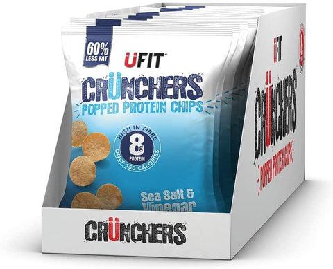UFIT Crunchers High Protein Popped Chips - Sea Salt & Vinegar 35g (Pack of 11)