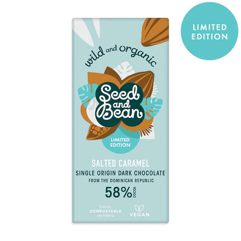 Organic Seed & Bean Company 58% Dark Salted Caramel 75g (Pack of 10)
