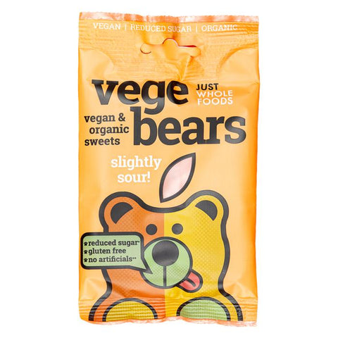Just Wholefoods Vegebears Slightly Sour70g (Pack of 8)