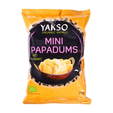 Yakso Mini Pappadums Organic 75g (Pack of 6)
