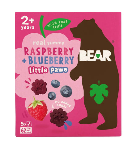 Bear Paws- Raspberry & Blueberry 5 X 20g (Pack of 4)