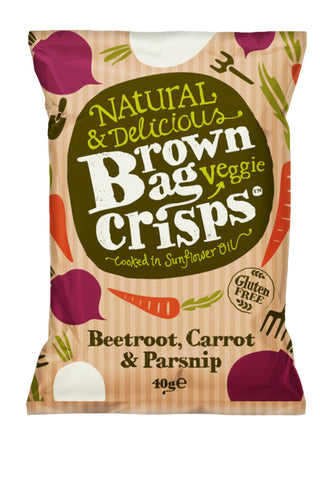 Brown bag crisps Vegetable Chips - Hand Cooked 40g (Pack of 15)
