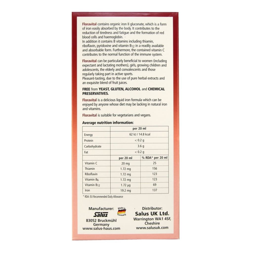 Floradix Floravital Liquid Iron and Vitamin Formula 500ml