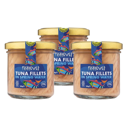 Fish4Ever Skipjack Tuna Fillets in Water 150g (Pack of 3)