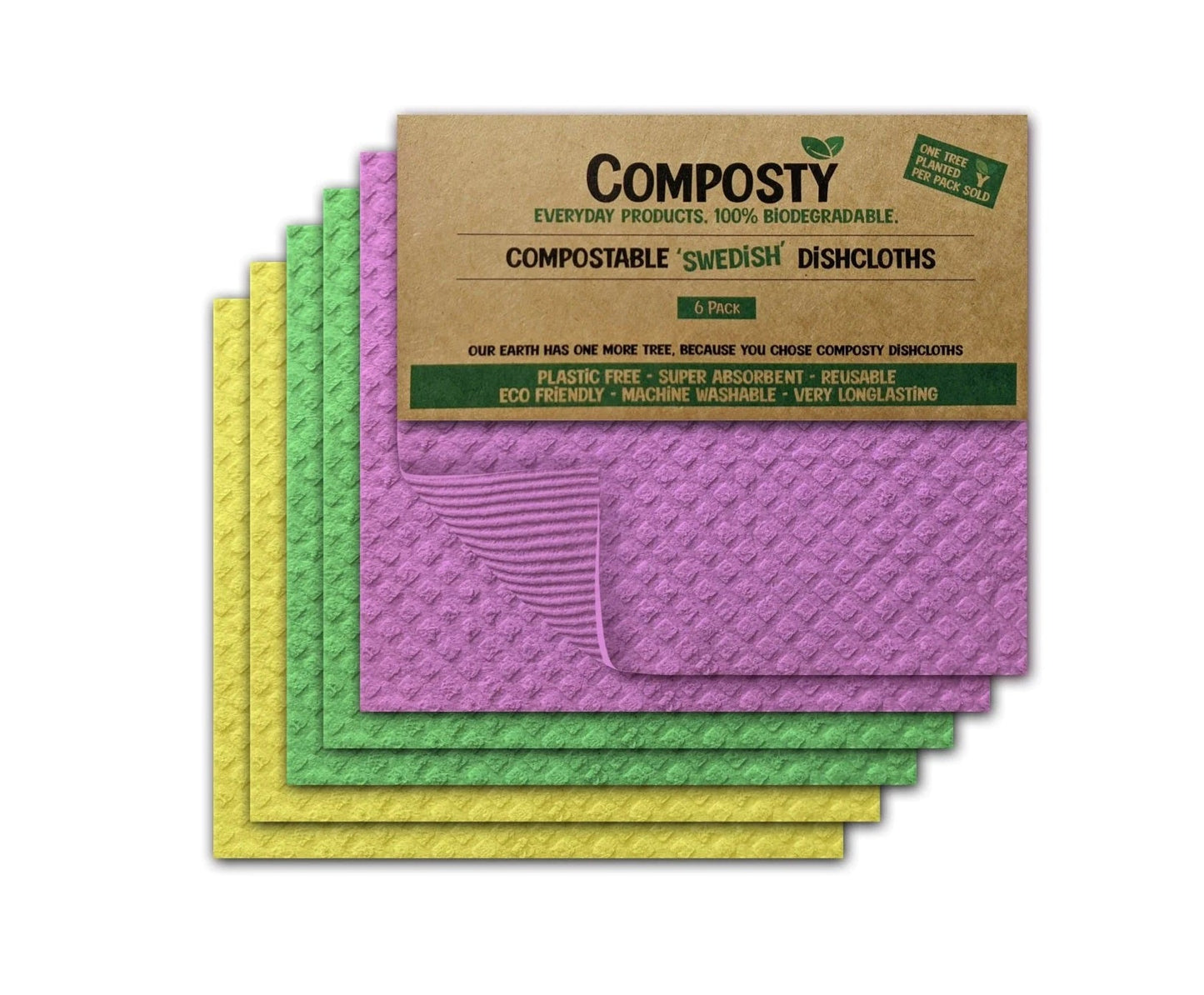 Composty Swedish Dishcloths (Assorted Colours) 6pc