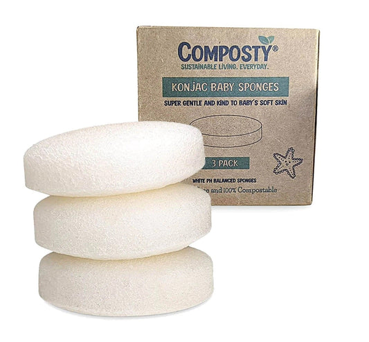 Composty Konjac Baby Infant Bath Sponges 3pc