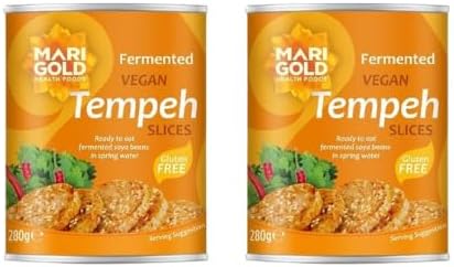 Marigold Fermented Vegan Tempeh Slices, Ready to Eat â High Protein, Plant-Based, Mild Flavour, 280g (Pack of 2)