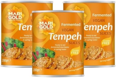 Marigold Fermented Vegan Tempeh Slices, Ready to Eat â High Protein, Plant-Based, Mild Flavour, 280g (Pack of 3)
