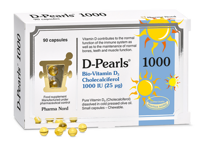 Pharma Nord D-Pearls 1000IU - 25mcg (Cholecalciferol) 90 Capsules (Pack of 4)