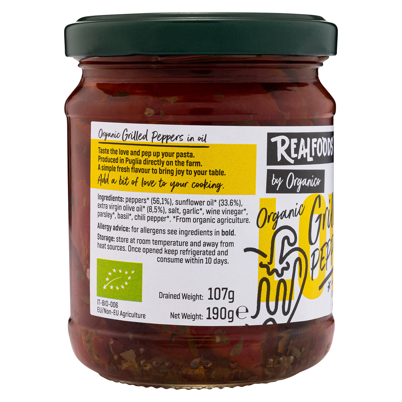 Organico Grilled Peppers in Olive Oil 190g (Pack of 5)