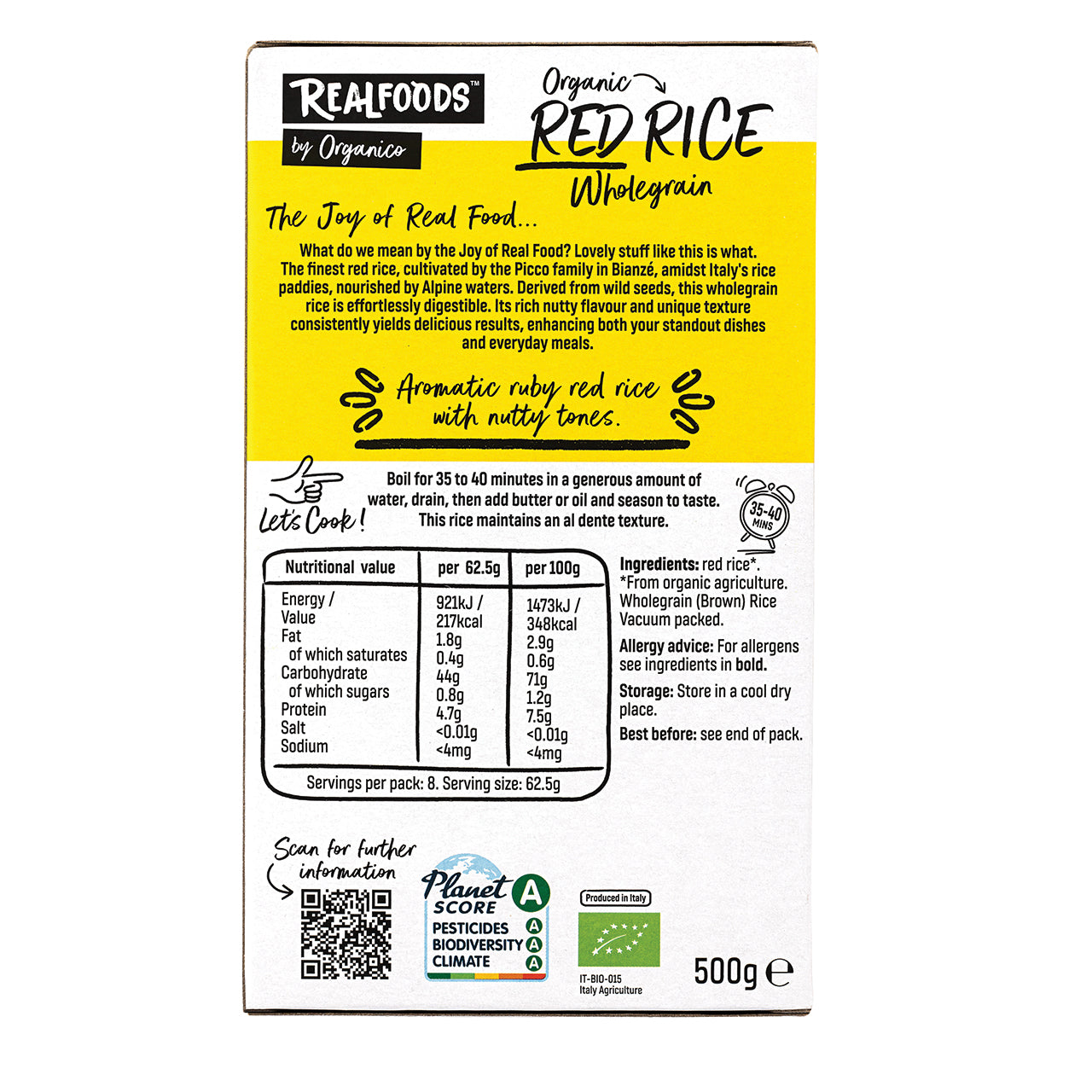 Organico Organic Red Wholegrain Rice 500g