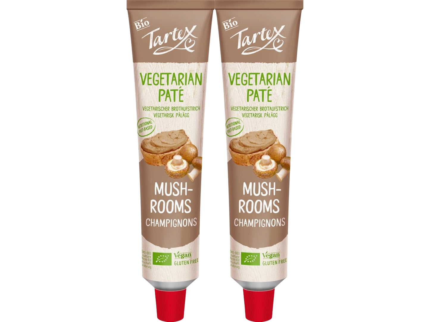 Tartex Organic Mushroom Pate 200g | Vegetarian Nutritional Yeast Spread | Organic, Plant-Based Sandwich, Crackers & Toast |(Pack of 2) from SuperfoodUK
