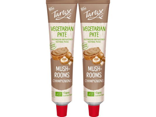 Tartex Organic Mushroom Pate 200g | Vegetarian Nutritional Yeast Spread | Organic, Plant-Based Sandwich, Crackers & Toast |(Pack of 2) from SuperfoodUK