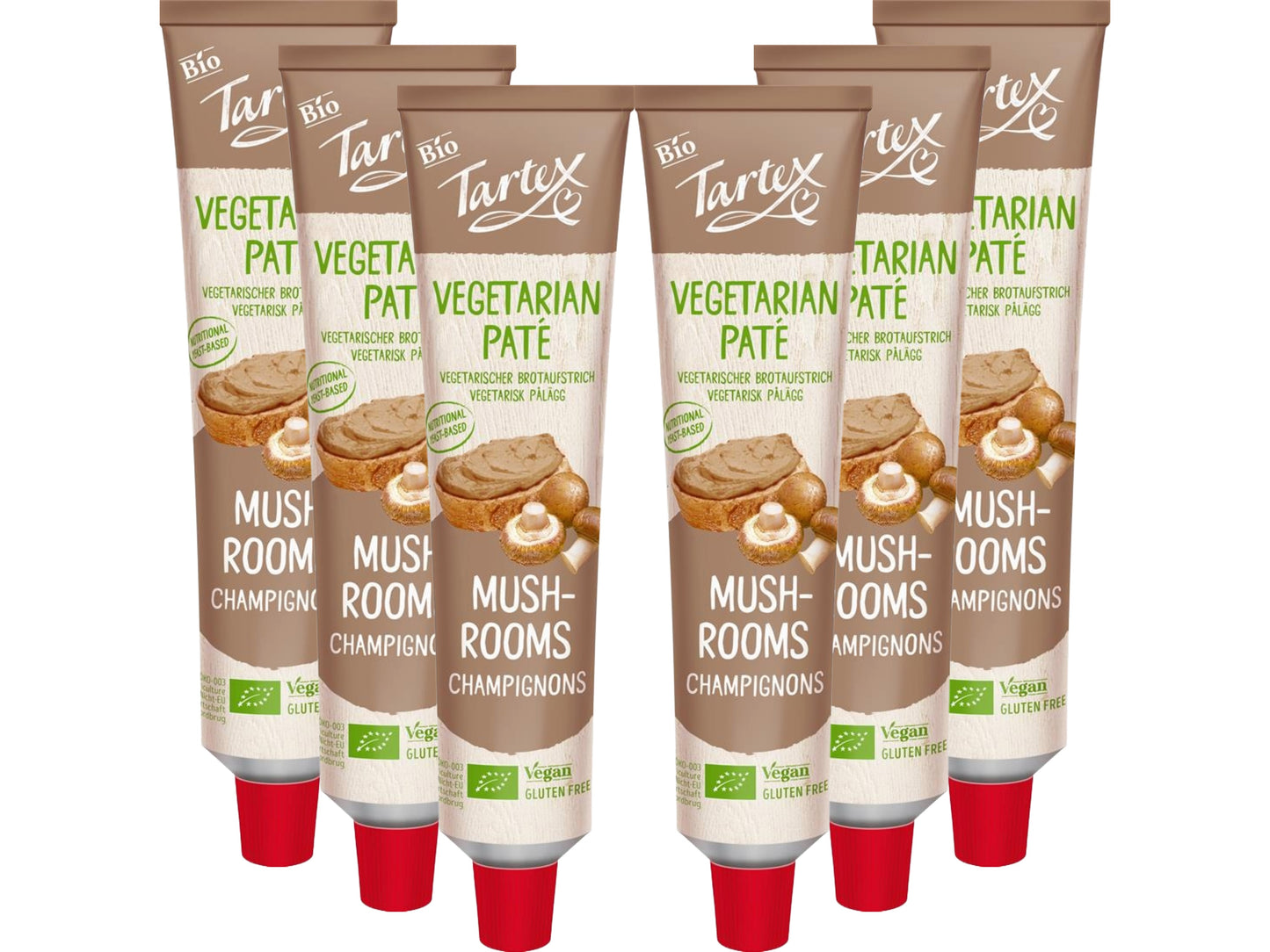 Tartex Organic Mushroom Pate 200g | Vegetarian Nutritional Yeast Spread | Organic, Plant-Based Sandwich, Crackers & Toast |(Pack of 6) from SuperfoodUK