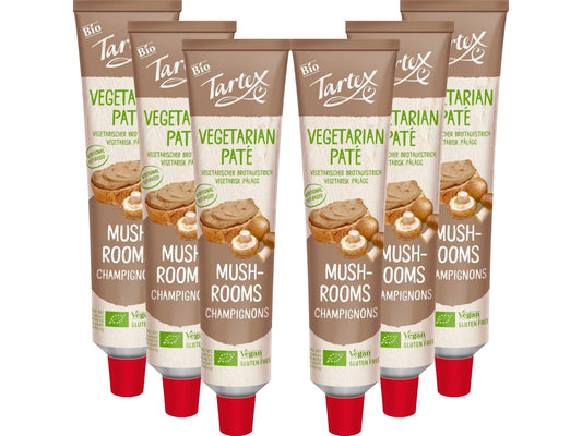 Tartex Organic Mushroom Pate 200g | Vegetarian Nutritional Yeast Spread | Organic, Plant-Based Sandwich, Crackers & Toast |(Pack of 6) from SuperfoodUK