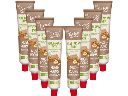 Tartex Organic Mushroom Pate 200g | Vegetarian Nutritional Yeast Spread | Organic, Plant-Based Sandwich, Crackers & Toast |(Pack of 8) from SuperfoodUK