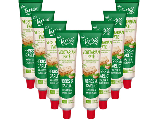 Tartex Organic Yeast Pate with Herb & Garlic 200g | Vegetarian Nutritional Yeast Spread | Organic, Plant-Based Sandwich, Crackers & Toast |(Pack of 8) from SuperfoodUK