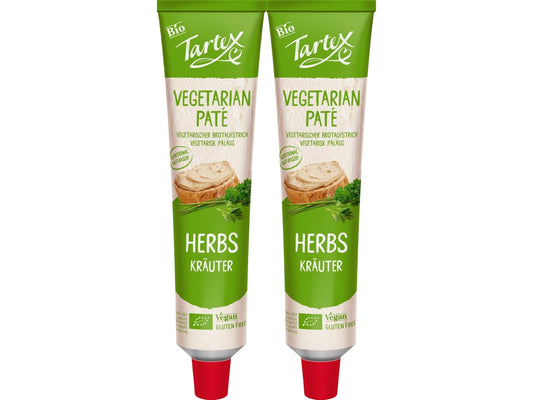 Tartex Organic Yeast Pate with Herbs 200g | Vegetarian Nutritional Yeast Spread | Organic, Plant-Based Sandwich, Crackers & Toast |(Pack of 2) from SuperfoodUK