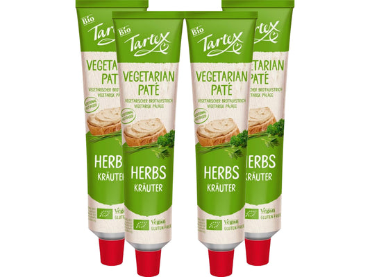 Tartex Organic Yeast Pate with Herbs 200g | Vegetarian Nutritional Yeast Spread | Organic, Plant-Based Sandwich, Crackers & Toast |(Pack of 4) from SuperfoodUK