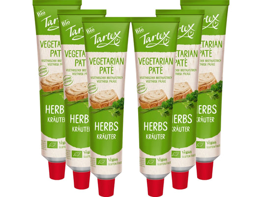 Tartex Organic Yeast Pate with Herbs 200g | Vegetarian Nutritional Yeast Spread | Organic, Plant-Based Sandwich, Crackers & Toast |(Pack of 6) from SuperfoodUK