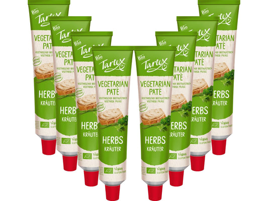 Tartex Organic Yeast Pate with Herbs 200g | Vegetarian Nutritional Yeast Spread | Organic, Plant-Based Sandwich, Crackers & Toast|(Pack of 8) from SuperfoodUK