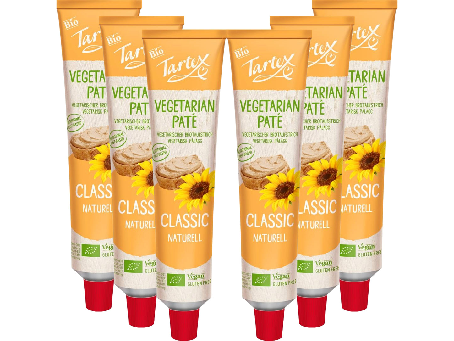 Tartex Organic Classic Pate  200g | Vegetarian Nutritional Yeast Spread | Organic, Plant-Based Sandwich, Crackers & Toast |(Pack of 6) from SuperfoodUK