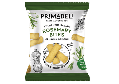 Primadeli - Crunchy Grissini - Rosemary Bites - Vegan - 25g x 8 bags