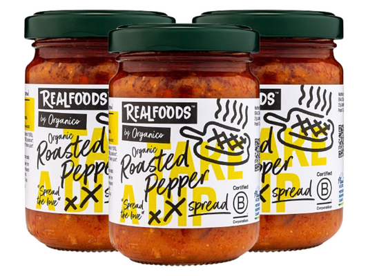 Realfoods by Organico | Organic Roasted Pepper Spread, 140g (Pack of 3)