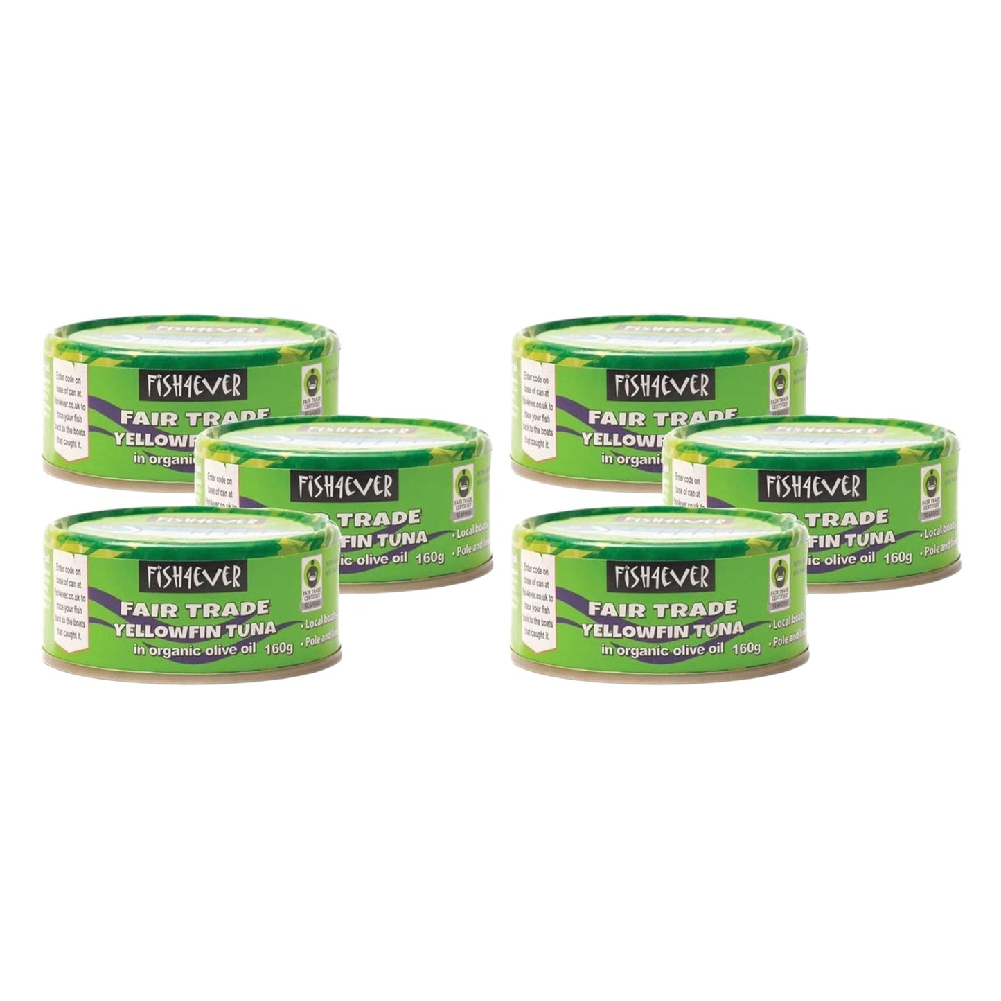 Fish4Ever Yellowfin Tuna in Organic Olive Oil 160g (Pack of 6)